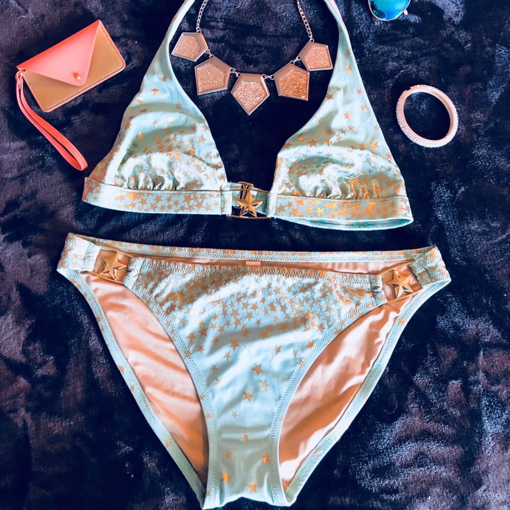 Victoria’s Secret two piece aqua and gold bikini